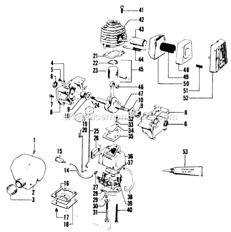 Page C Diagram and Parts List for 2610  Weed Eater Trimmer